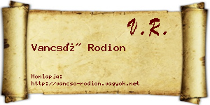 Vancsó Rodion névjegykártya